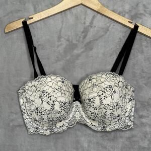 Victoria's Secret Bra Womens 34DD Dream Angels Strapless Underwire Lace Push Up